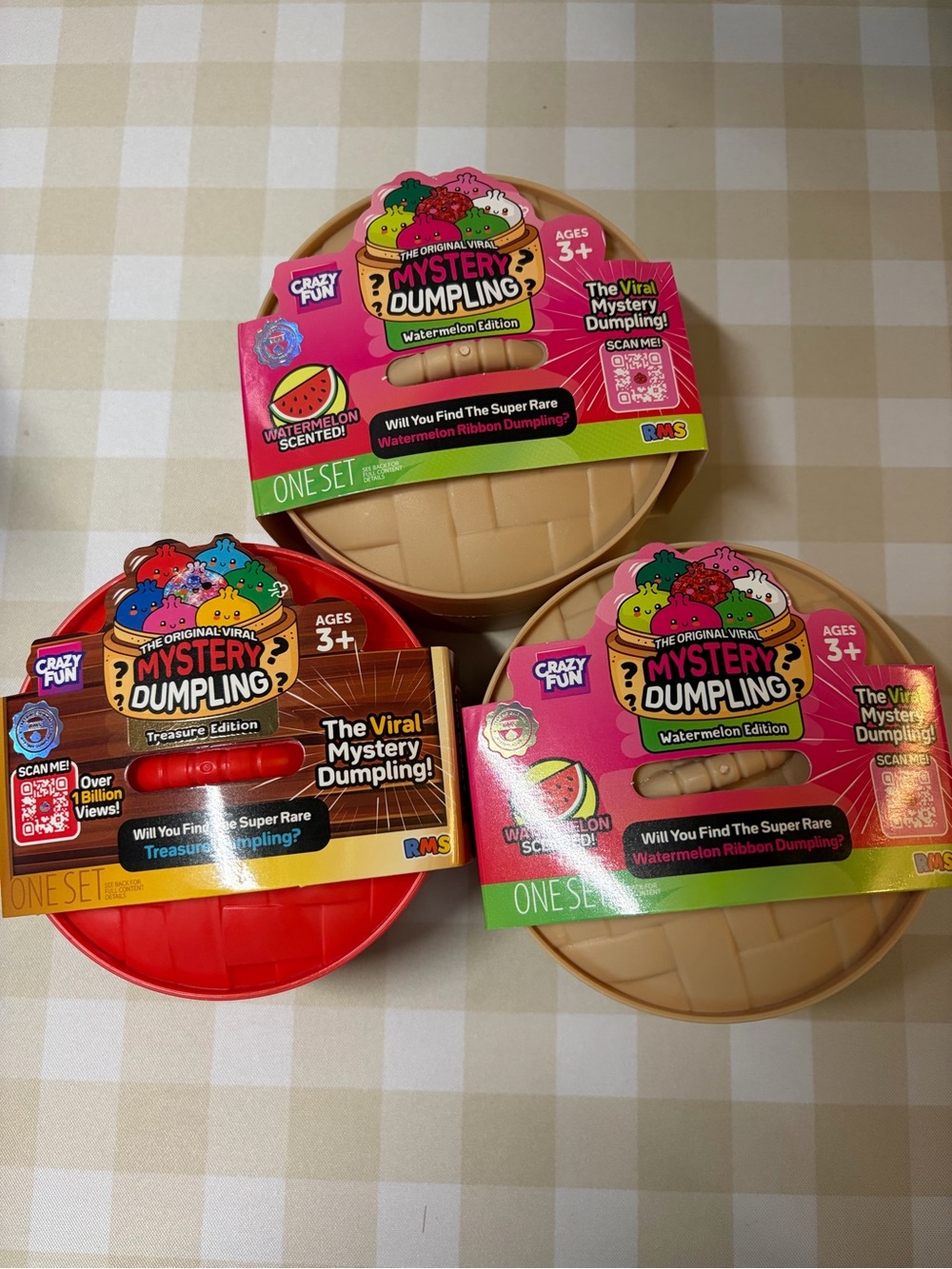 Lot of 3 RMS Mystery Dumpling Watermelon & Treasure Party Pack - UNSEALED